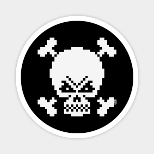 Skull And Crossbones (Pixel Art / Jolly Roger / White) Magnet